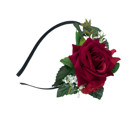 Диадема с цвете роза - с автентични шевици от магазин за народни носии