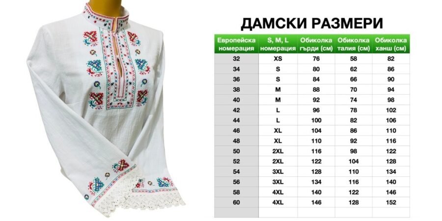 Дамска шопска риза – модел 28 - с автентични шевици от магазин за народни носии