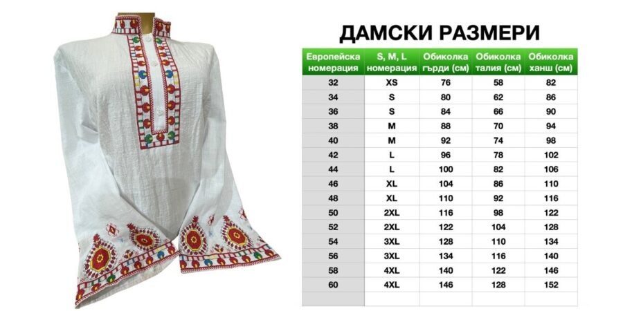 Дамска пиринска риза – модел 12 - с автентични шевици от магазин за народни носии