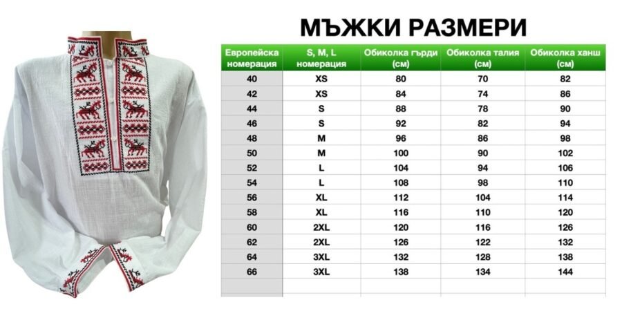 Мъжкa тракийска риза – модел 17 - с автентични шевици от магазин за народни носии