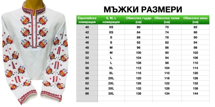Мъжкa тракийска риза – модел 6 - с автентични шевици от магазин за народни носии