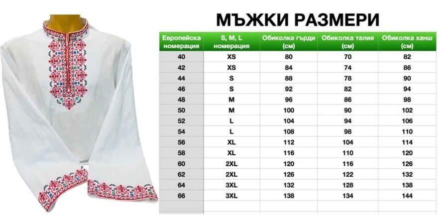 Мъжкa шопска риза – модел 23 - с автентични шевици от магазин за народни носии