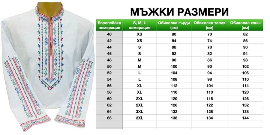 Мъжкa шопска риза – модел 32 - с автентични шевици от магазин за народни носии
