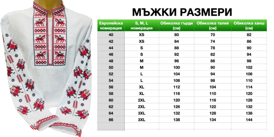 Мъжкa тракийска риза – модел 31 - с автентични шевици от магазин за народни носии