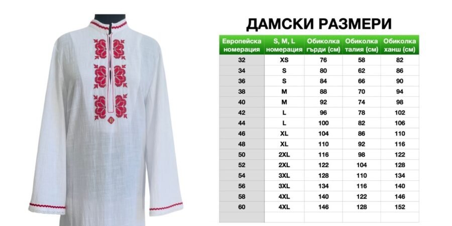 Дамска пиринска риза – модел 15 - с автентични шевици от магазин за народни носии