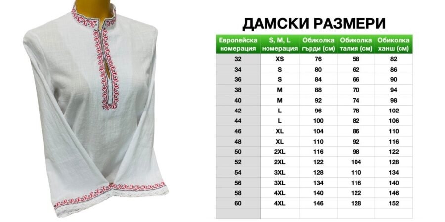 Дамска шопска риза – модел 9 - с автентични шевици от магазин за народни носии