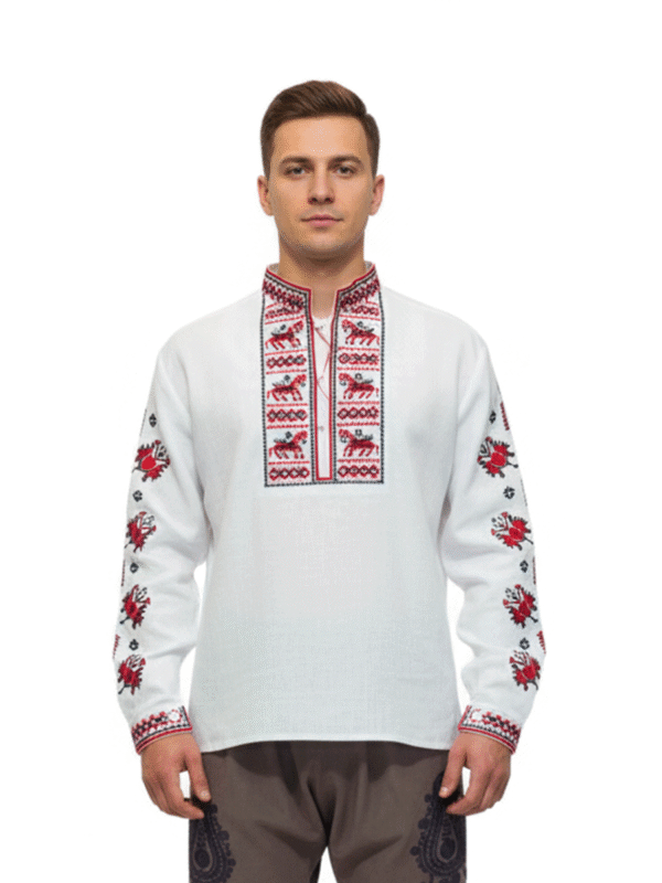 Мъжкa тракийска риза – модел 31 - с автентични шевици от магазин за народни носии