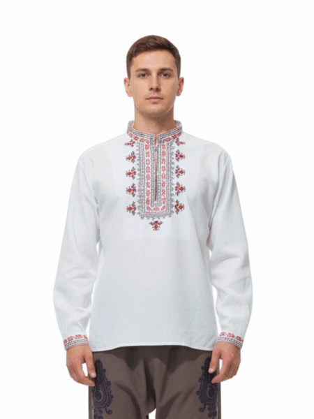 Мъжка риза с бродерия и дълги ръкави.
