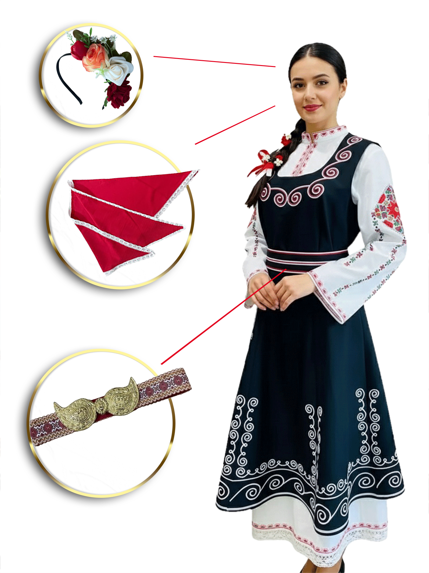 ЧЕРЕН КАЛПАК ЗА НАРОДНА НОСИЯ - с автентични шевици от Магазин за народни носии