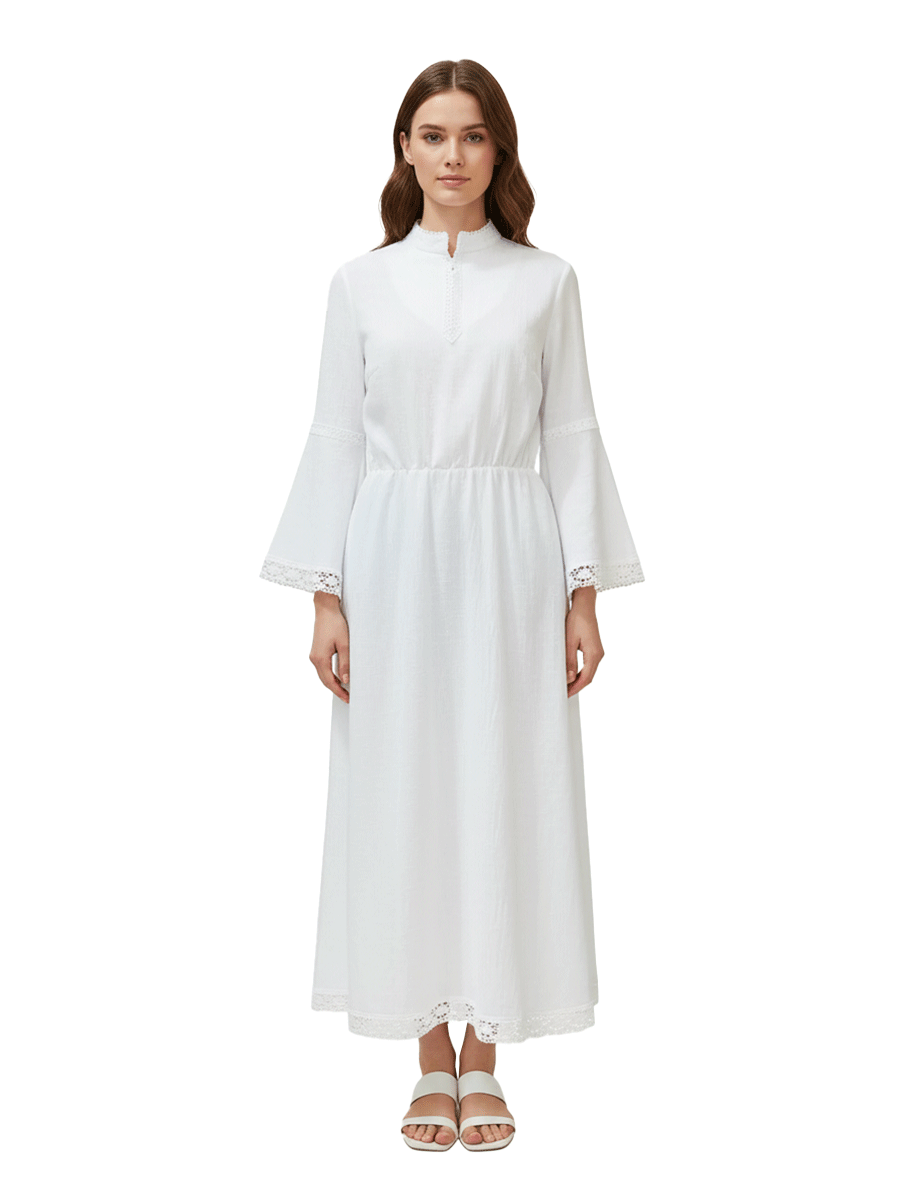 БЯЛА ДЪЛГА РИЗА - с автентични шевици от Магазин за народни носии