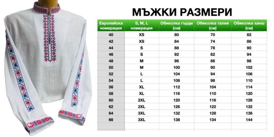 Мъжкa тракийска риза – модел 38 - с автентични шевици от магазин за народни носии